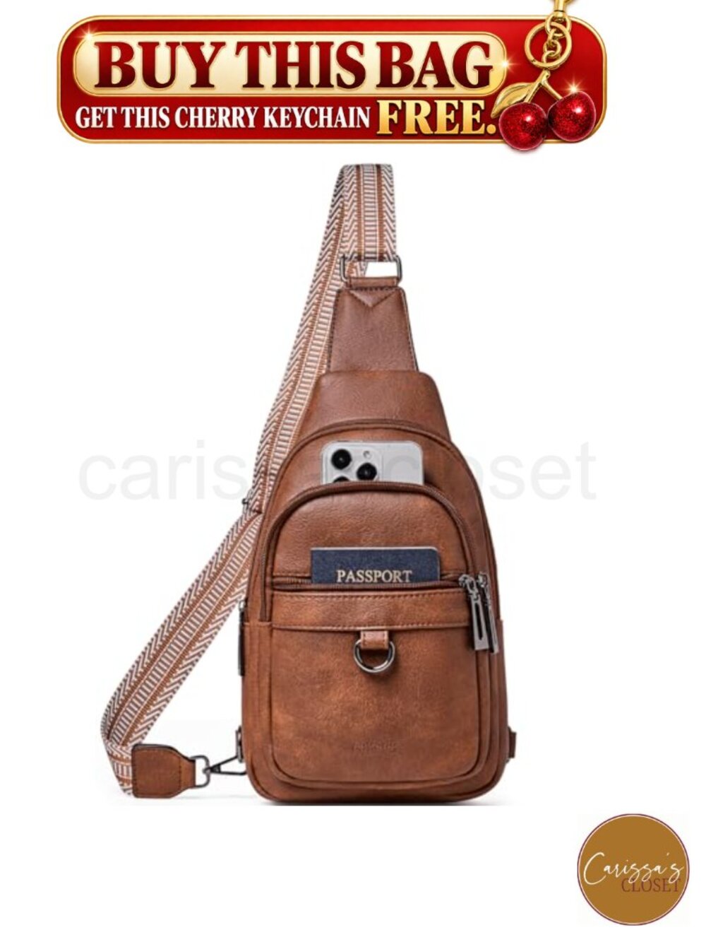 ✨ Vegan Leather Sling Bag Crossbody Fanny Pack Travel Daypack Guitar Strap Women